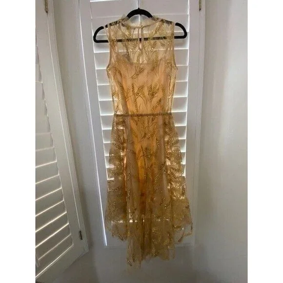 NWT Eva Franco Wheat Sequin Dress BEIGE - SIZE 0 - - Picture 2 of 5